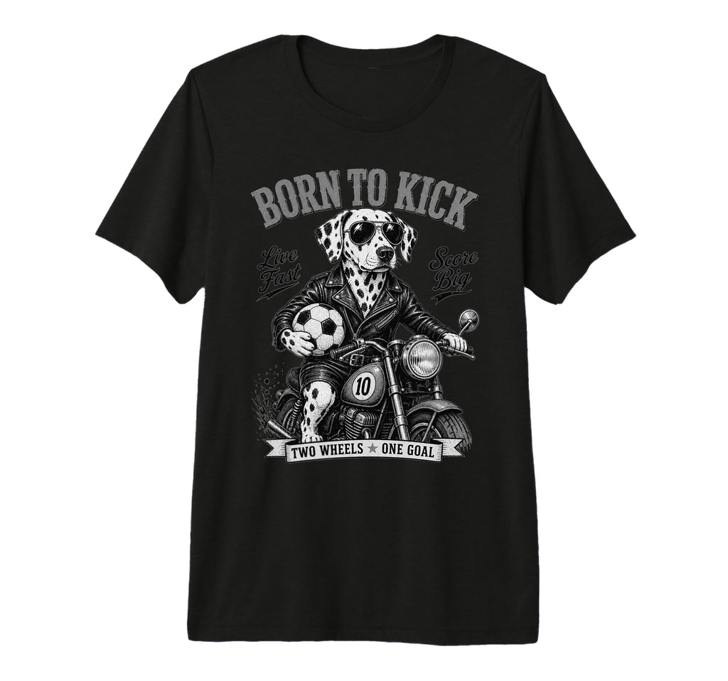 Dalmatian Motorbike Love Footbal Soccer T-Shirt - Minimalist Print Unisex