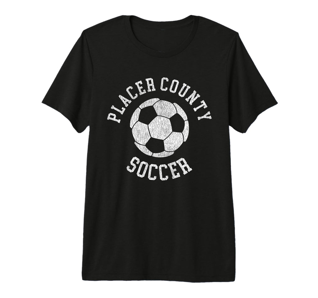 Placer County Soccer Distressed 90S Tri T-Shirt - Graphic Print Unisex