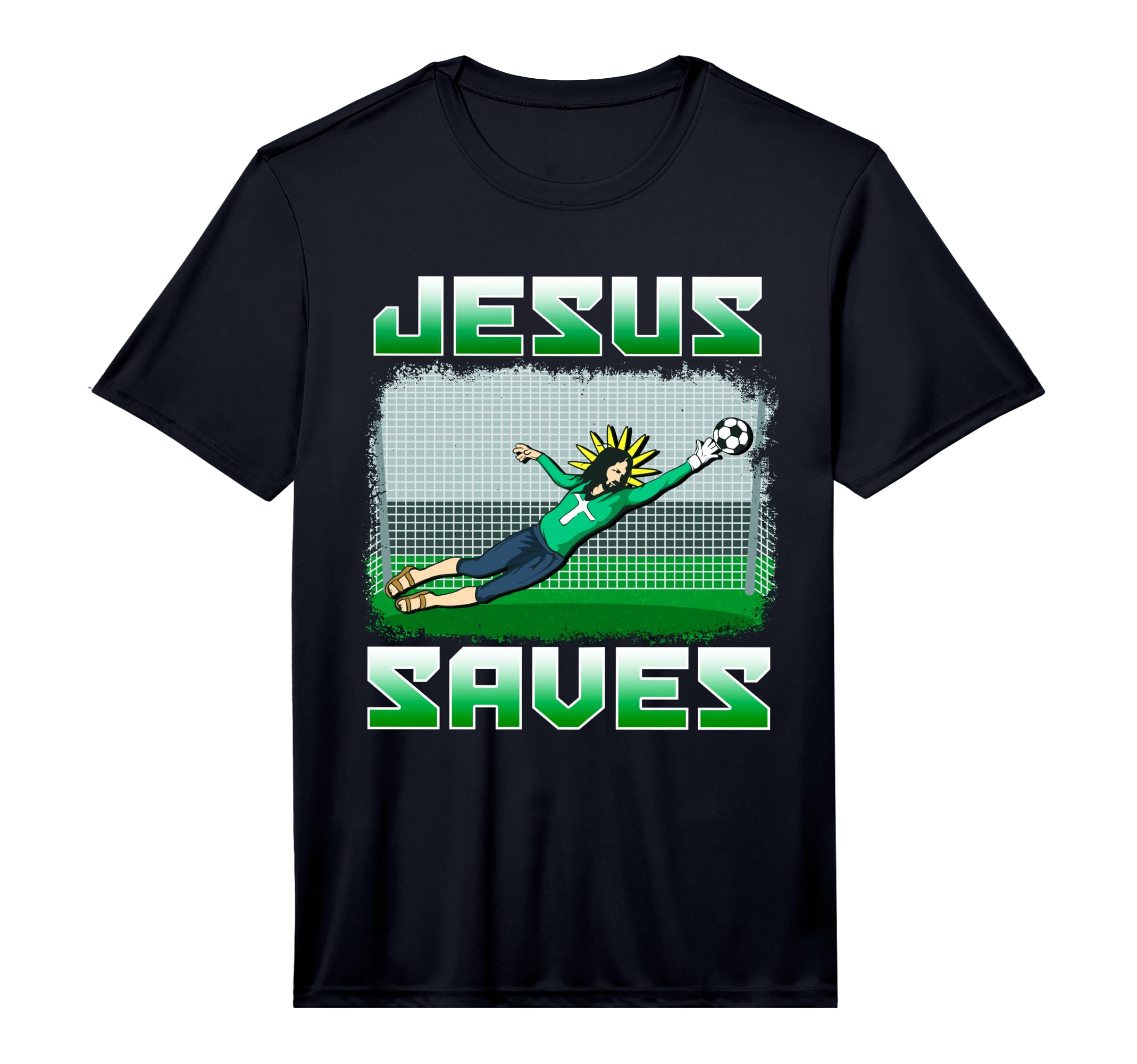Funny Christian Soccer Jesus Saves T-Shirt - Custom Art Print for Adults