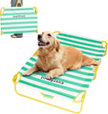 Dog Elevated Bed Foldable Portable Raised Bed Camping cot Outdoor Summer Dog Bed (Large, GreenStripes-Oxford Fabric)