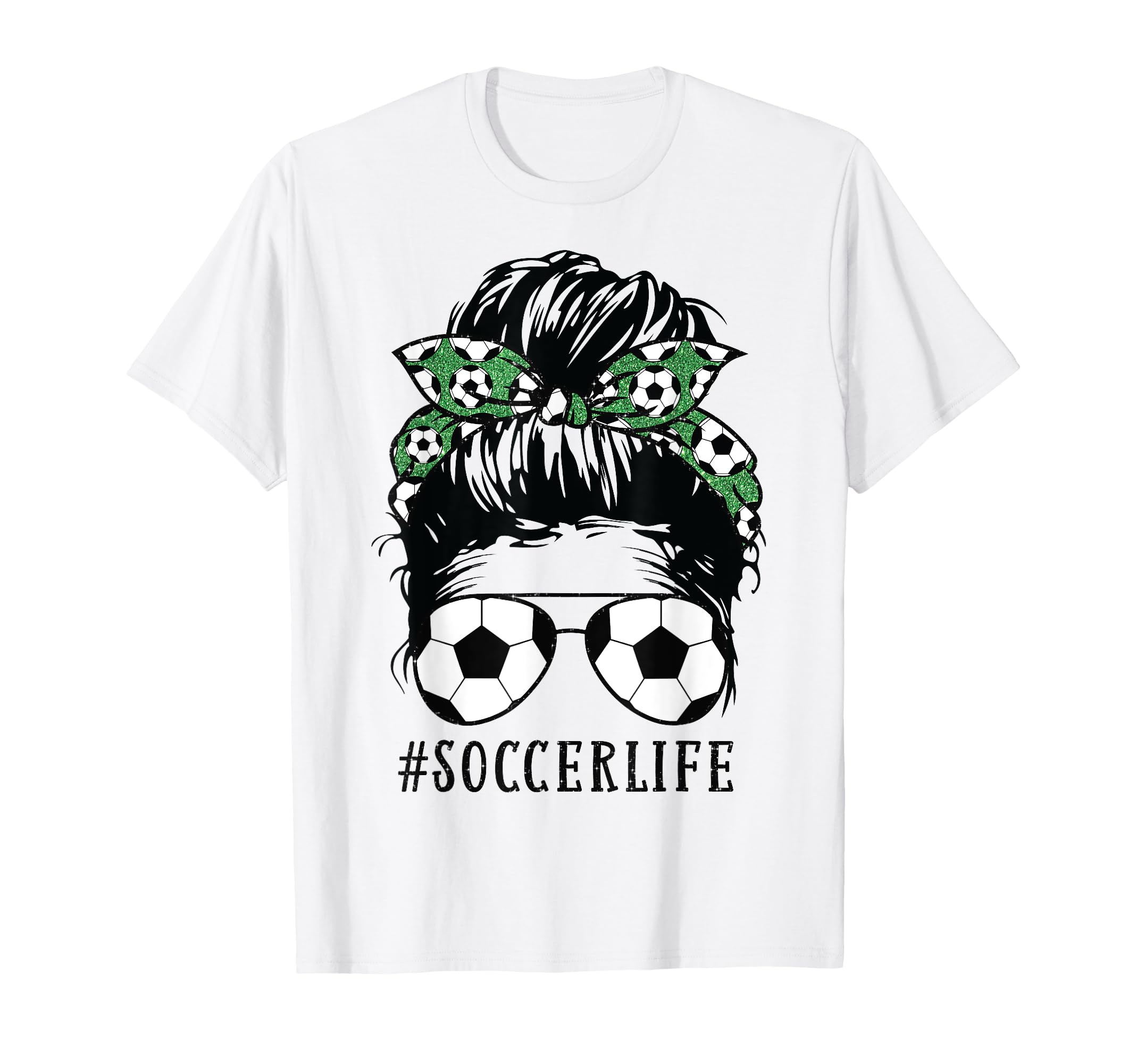 Momlife Kidlife Messy Bun Soccer Mom T-Shirt - Novelty Apparel Men Women