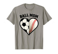 Ball Mom Heart Funny Baseball Soccer T-Shirt - Unique Graphic Men Women