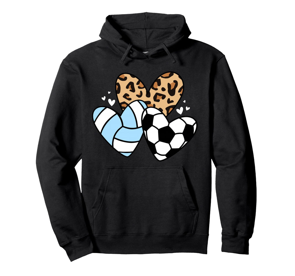 Soccer Volleyball Heart Funny Soccer Hoodie - Casual Everyday Wear Unisex
