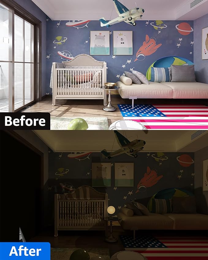 Sumobaby Blackout Curtains for Bedroom Portable 75"x57",No Drill Black Out Shades with Upgraded Hook&Loop Tapes,100% Blackout Window Cover,Easy to Cut Fit Blinds for Bedroom,Nursery(2 Panel,Black)