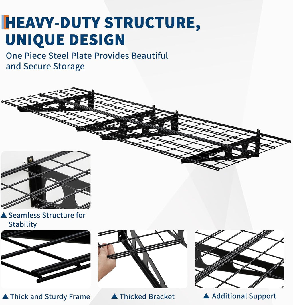 2 Pack 2x6ft Garage Storage Shelving Wall Mounted, 24-inch-by-72-inch 1600 Lbs Heavy Duty Sturdy Storage Shelves, Wall Shelves Folding Storage Garage Organization for Warehouse, Laundry