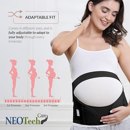 NeoTech Care Pregnancy Support Maternity Belt, Waist/Back/Abdomen Band, Belly Brace (Size XXL, Black Color)