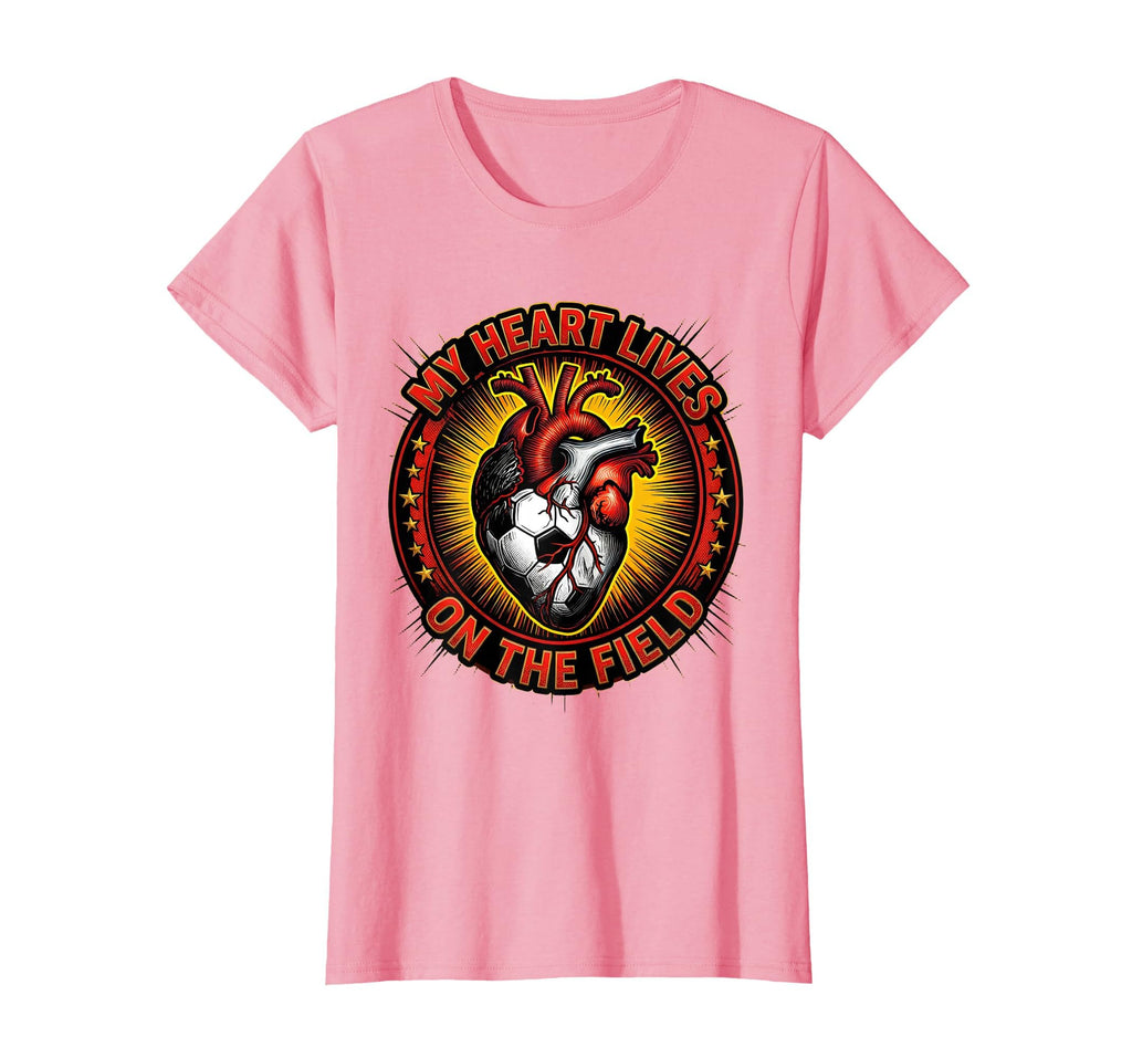 My Heart Lives Field Soccer T-Shirt - Novelty Apparel for Adults