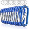 sprookber 3" Aluminum Carabiner D Ring, Caribeener Clips, Spring Snap Hook for Keychain Clip, Set of 10