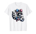 Raccoon Playing Soccer Coquette Bow Usa T-Shirt - Trendy Graphic Unisex
