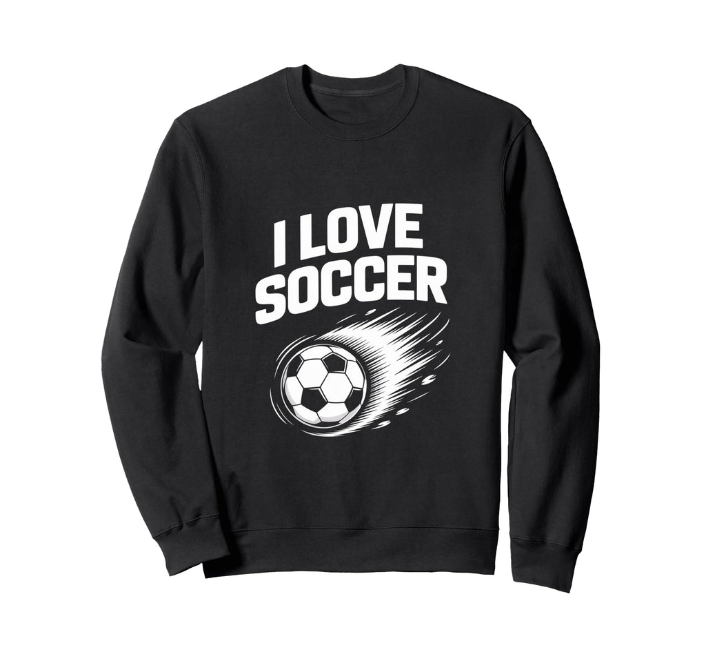 I Love Soccer Enthusiast Sports Sweatshirt - Custom Art Print for Adults