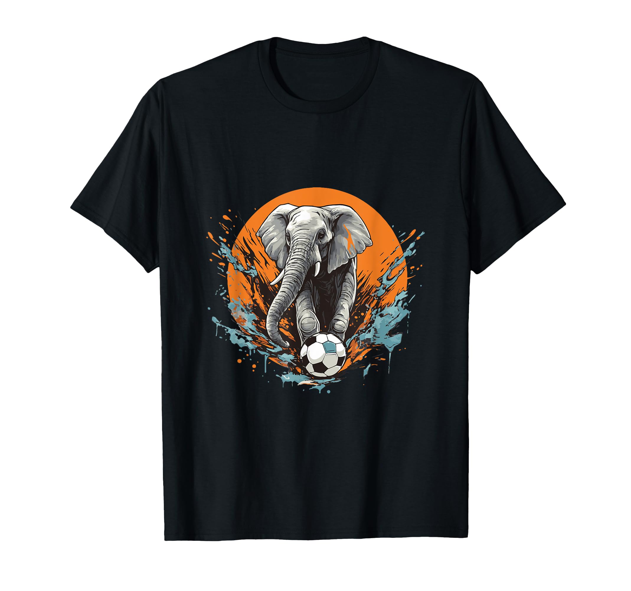 Elephant Playing Soccer Funny Animal T-Shirt - Minimalist Print Unisex
