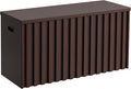 UEV Storage Bench,39.4" Wood Box, Storage Trunk with 2 Safety Hinges, Ottoman Storage Chest, Fluted Storage Bench for Bedroom, Entryway, Living Room (Walnut)
