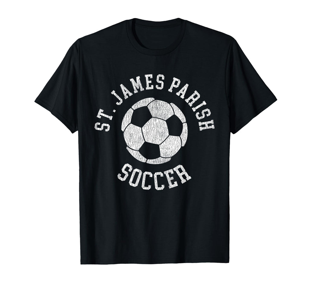 St James Parish Soccer Distressed 90S T-Shirt - Minimalist Print for Adults