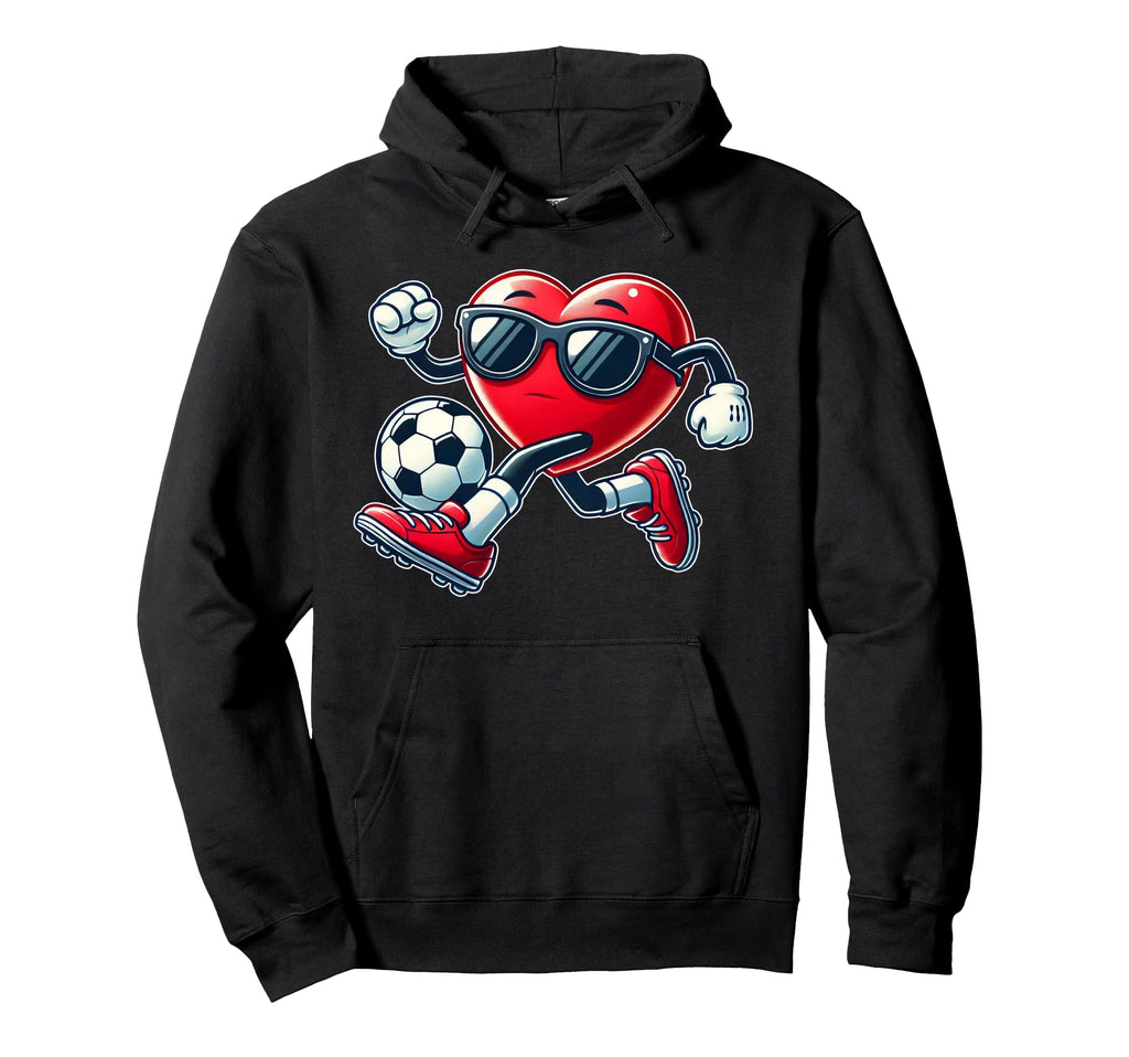 Heart Playing Soccer Football Valentines Hoodie - Trendy Graphic Men Women
