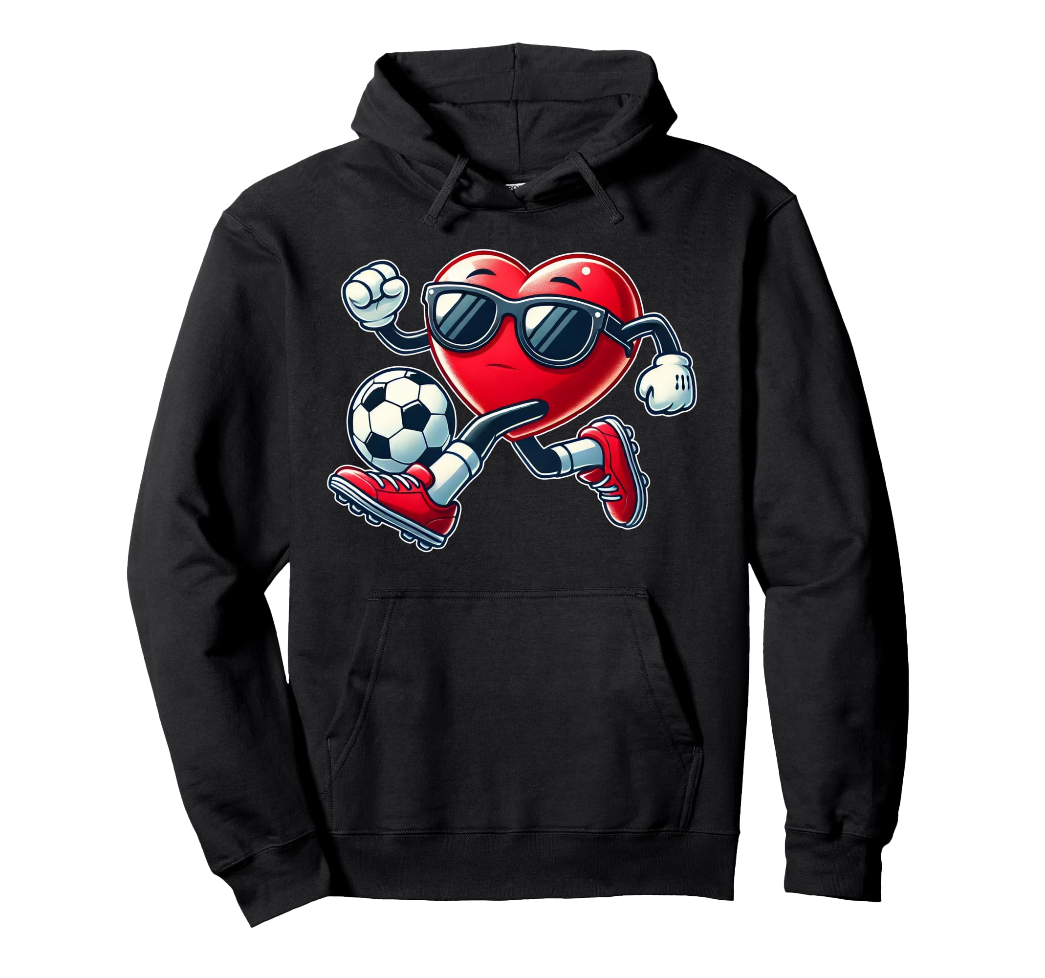 Heart Playing Soccer Football Valentines Hoodie - Trendy Graphic Men Women