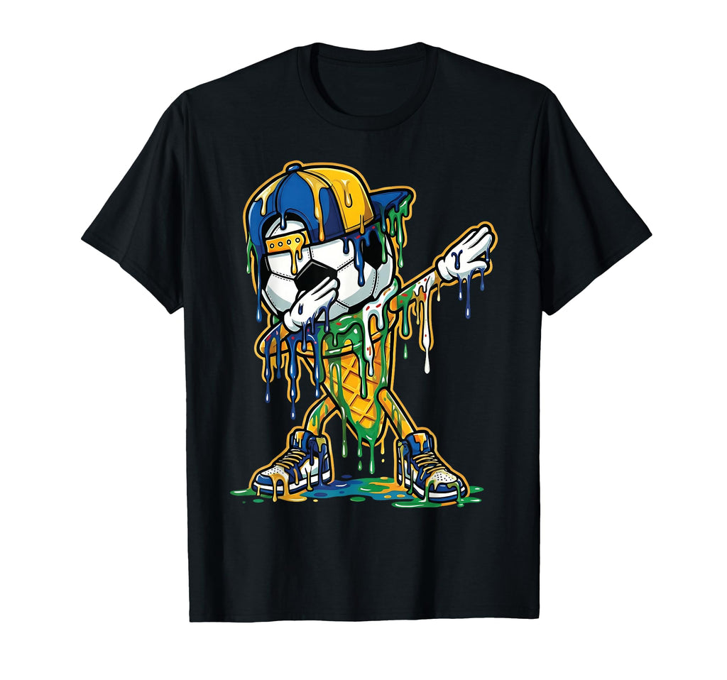 Soccer Ice Cream Dripping Dabbing T-Shirt - Custom Art Print for Adults