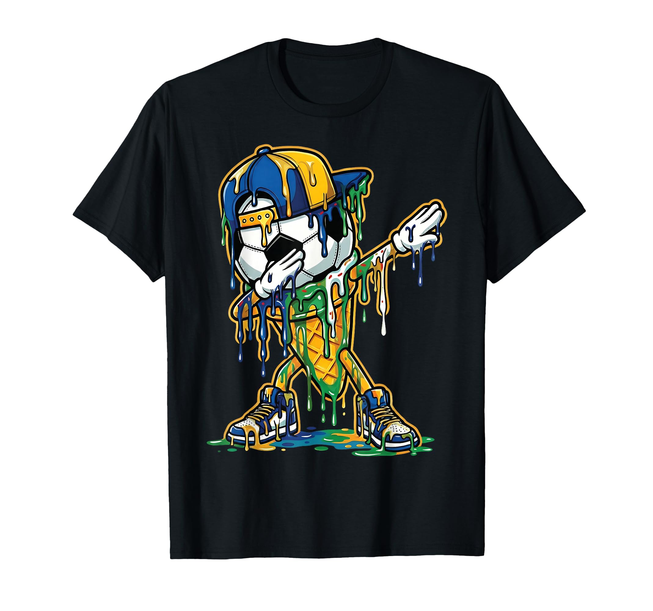 Soccer Ice Cream Dripping Dabbing T-Shirt - Custom Art Print for Adults