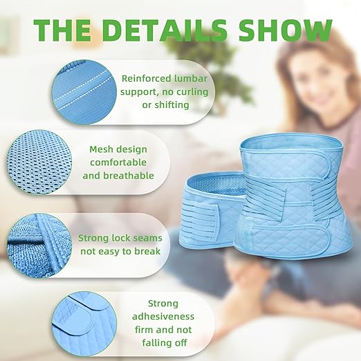 2 in 1 Postpartum Belly Band Wrap Blue, C-Section Support Belt XX-Large, Post Partum Support Recovery Waist/Pelvis Belt, Hysterectomy Belly Band Binder Girdle Stomach