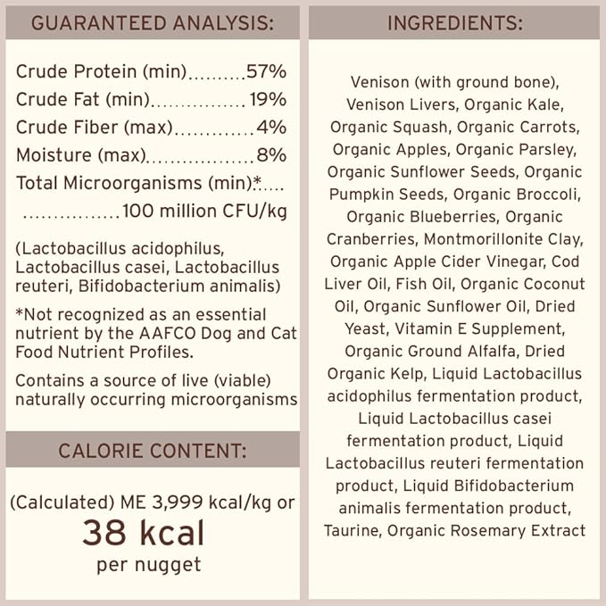 Primal Freeze Dried Raw Dog Food Nuggets, Venison, Complete & Balanced Meal, Also Use as Topper or Treat, Premium, Healthy, Grain Free, High Protein Raw Dog Food, 5.5 oz