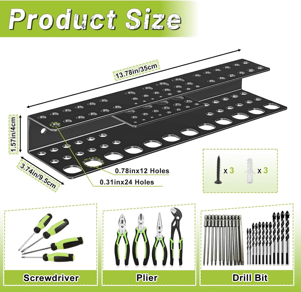Screwdriver Holder Wall Mount,Heavy Duty Metal Utility Bit Organizer for Screw driver Pliers Drill Bits Small Tools,Screwdriver Organizer Suitable Garages Homes Workshops Sheds (54 holes 1pc)