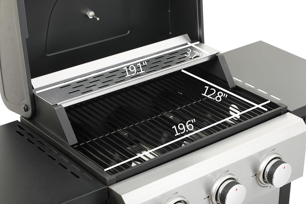 3-Burner Propane Gas BBQ Grill, 25,650 BTU Output, Wire Enamel Cooking Grids, Foldable Side Table, Stainless Steel Outdoor Grill for Patio and Backyard