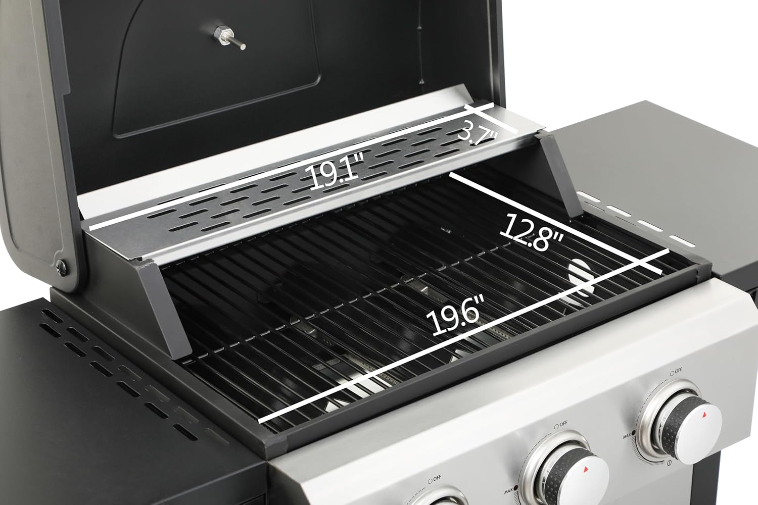3-Burner Propane Gas BBQ Grill, 25,650 BTU Output, Wire Enamel Cooking Grids, Foldable Side Table, Stainless Steel Outdoor Grill for Patio and Backyard