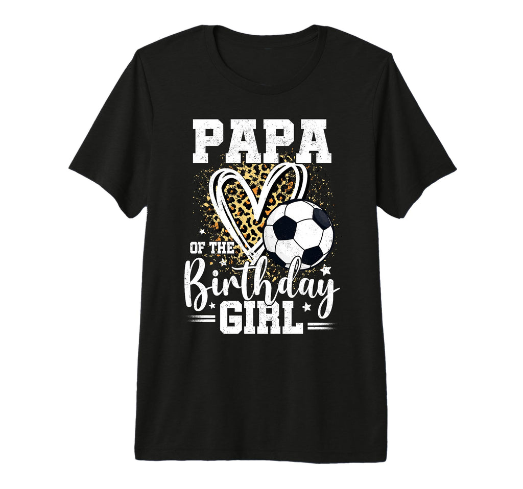 Papa Birthday Soccer Ball Papa Leopard T-Shirt - Graphic Print Unisex
