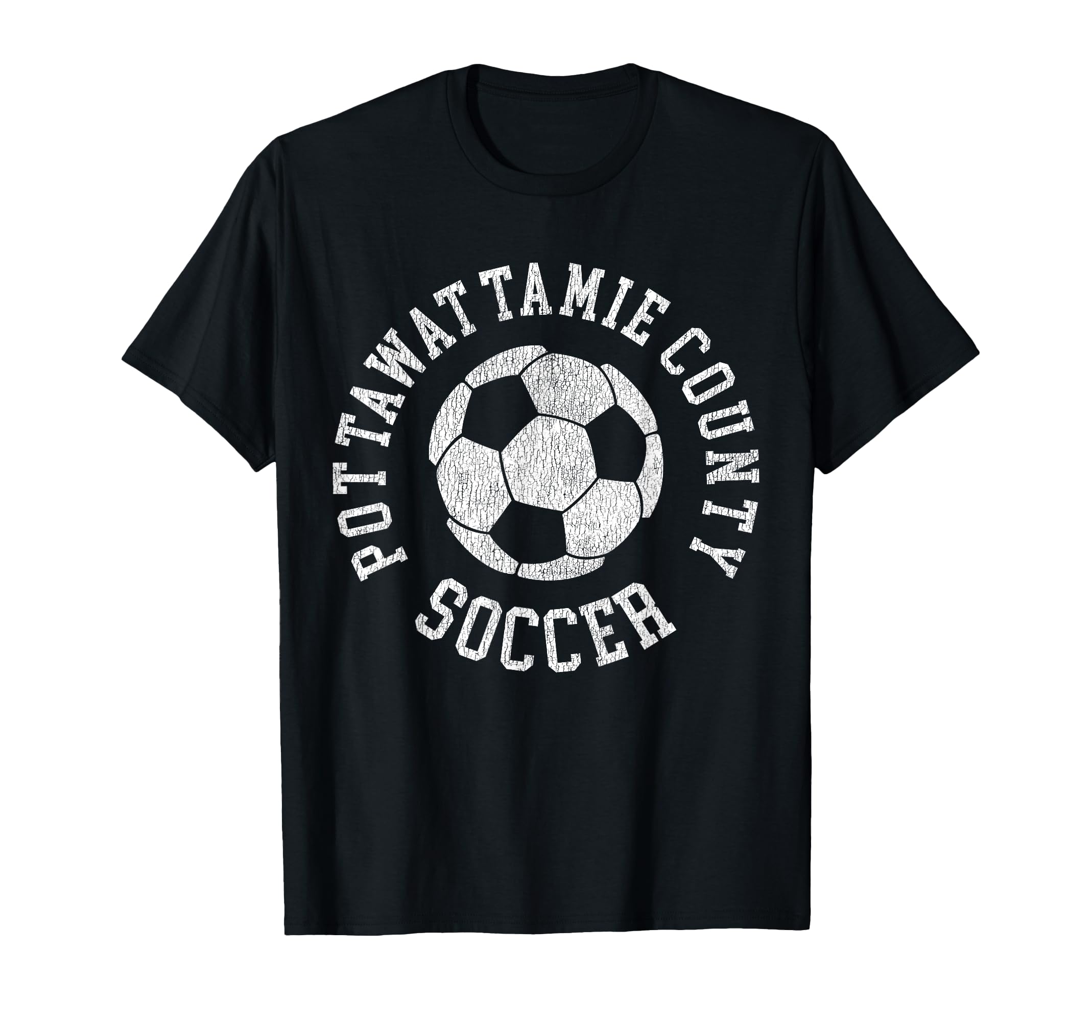 Pottawattamie County Soccer Distressed 90S T-Shirt - Graphic Print Unisex