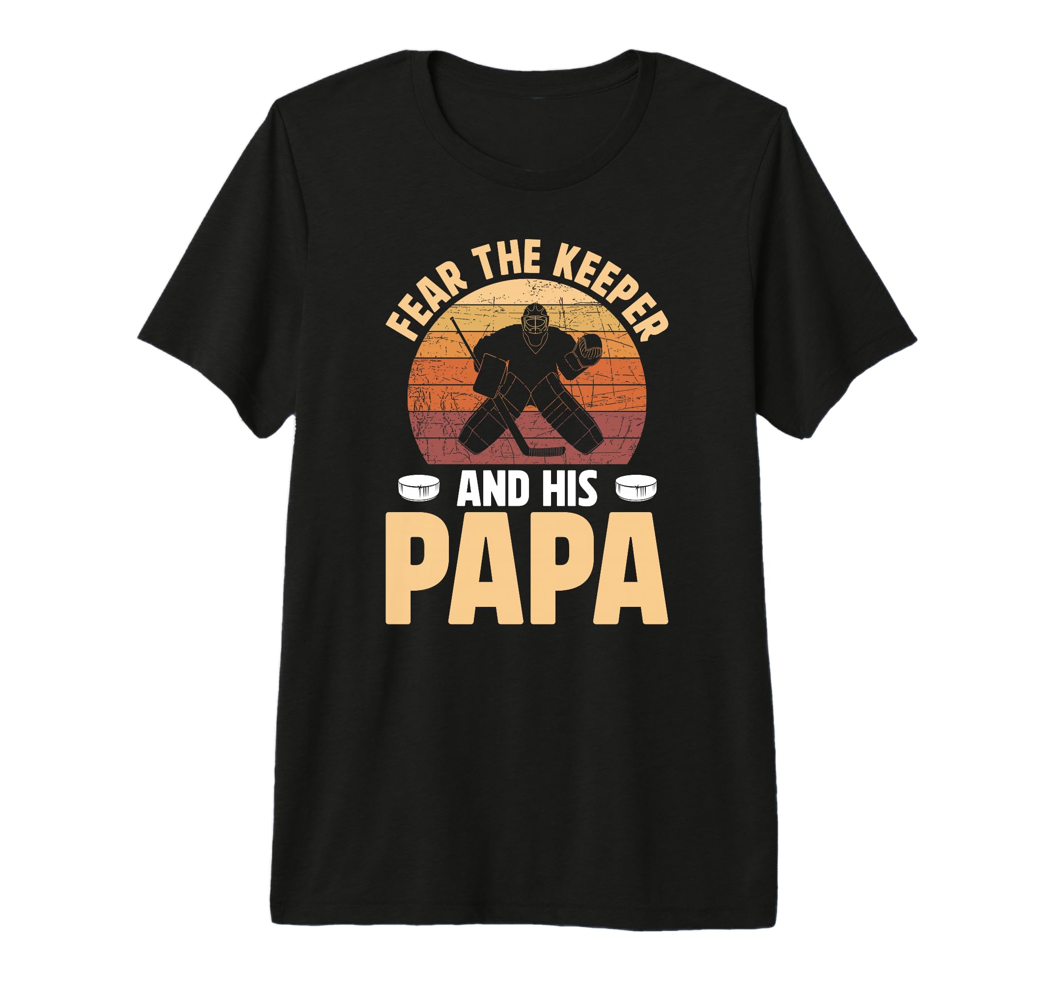 Mens Fear Hockey Keeper Papa Ice Hockey T-Shirt - Trendy Graphic Unisex