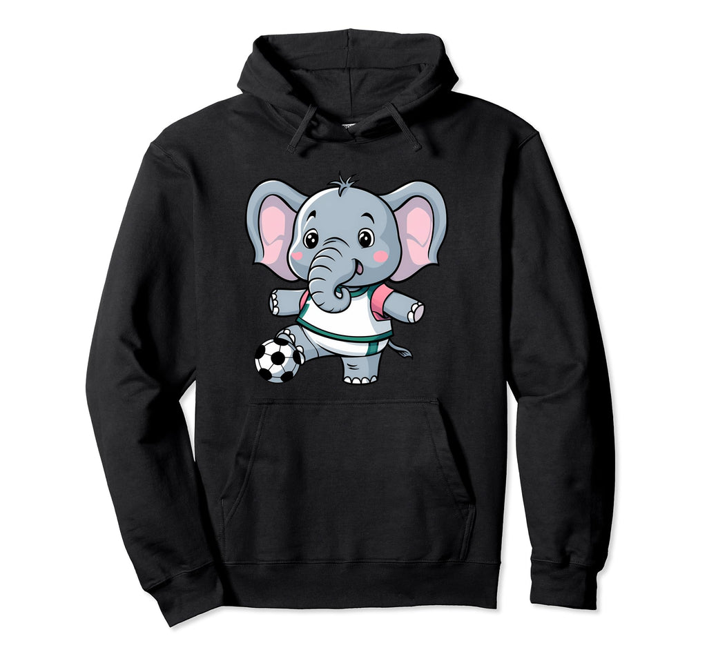 Elephant Playing Soccer Funny Humorous Hoodie - Novelty Apparel Men Women