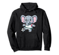 Elephant Playing Soccer Funny Humorous Hoodie - Novelty Apparel Men Women