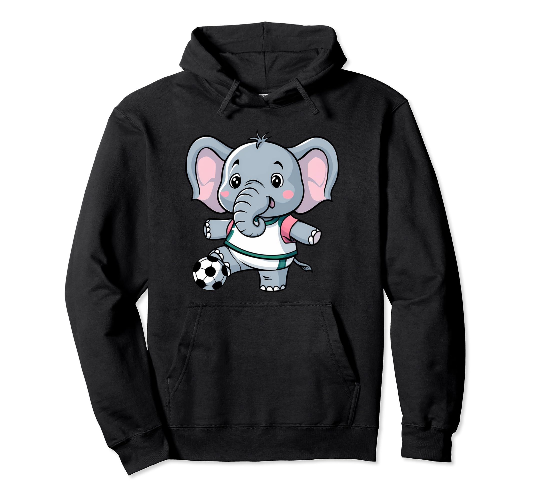 Elephant Playing Soccer Funny Humorous Hoodie - Novelty Apparel Men Women