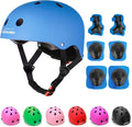 KAMUGO Kids Adjustable Helmet, with Sports Protective Gear Set Knee Elbow Wrist Pads for Toddler Age 2-8 Boys Girls, Bike Skateboard Hoverboard Scooter Rollerblading Helmet Set