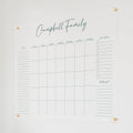 Personalized Clear Acrylic Calendar for Wall, Calendar Whiteboard for Wall, Dry Erase Wall Calendar, Wall Calendar Organizer System for Home (Cursive, Jade, 47.5"W x 36"H)