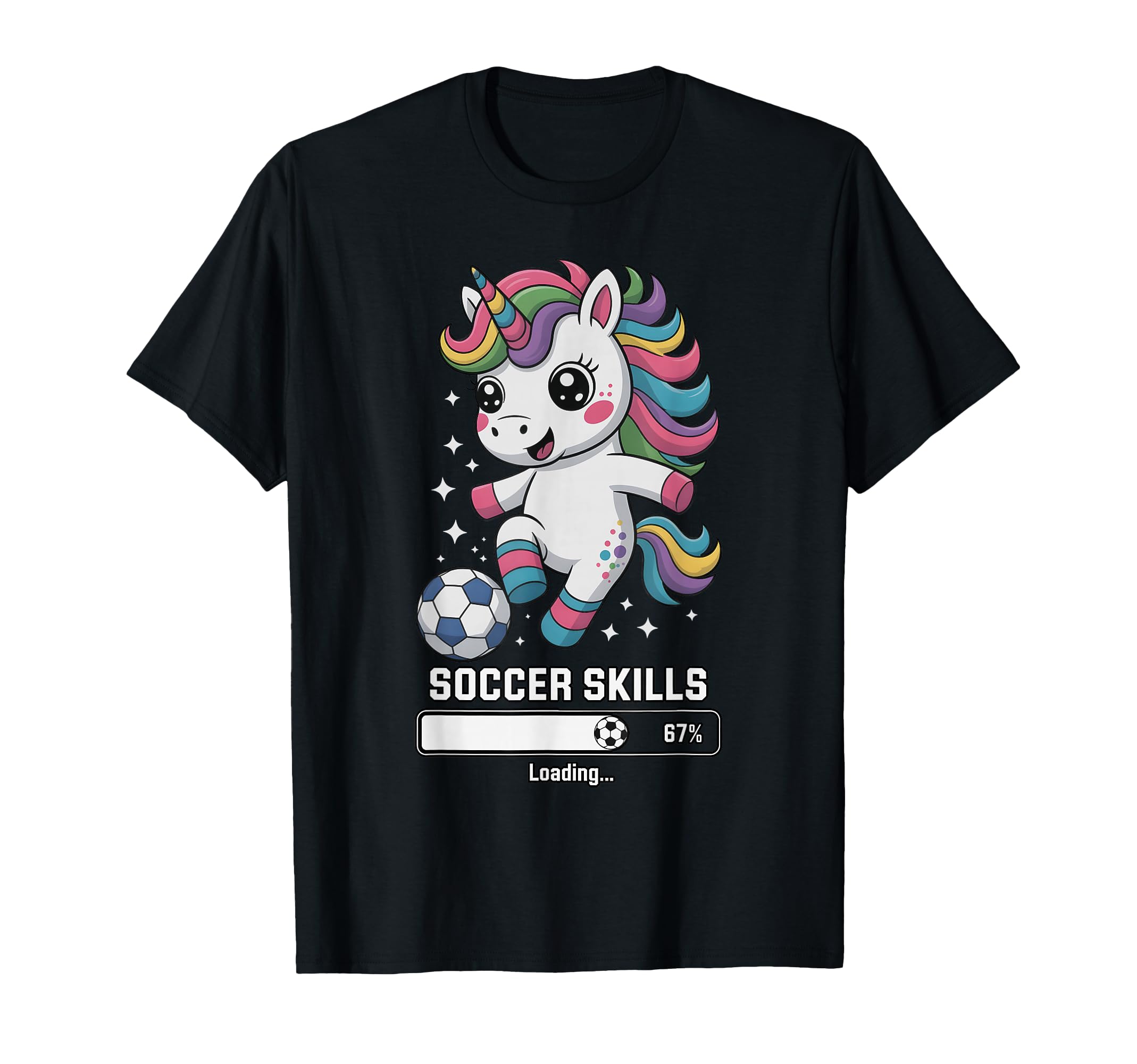 Unicorn Soccer Skills Loading Score Mom T-Shirt - Unique Graphic Men Women