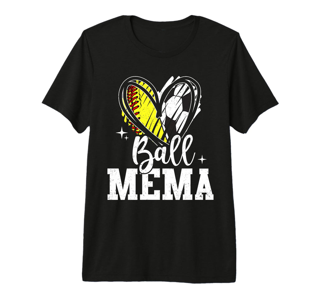 Ball Mema Softball Soccer Ball Grandma T-Shirt - Unique Graphic Men Women