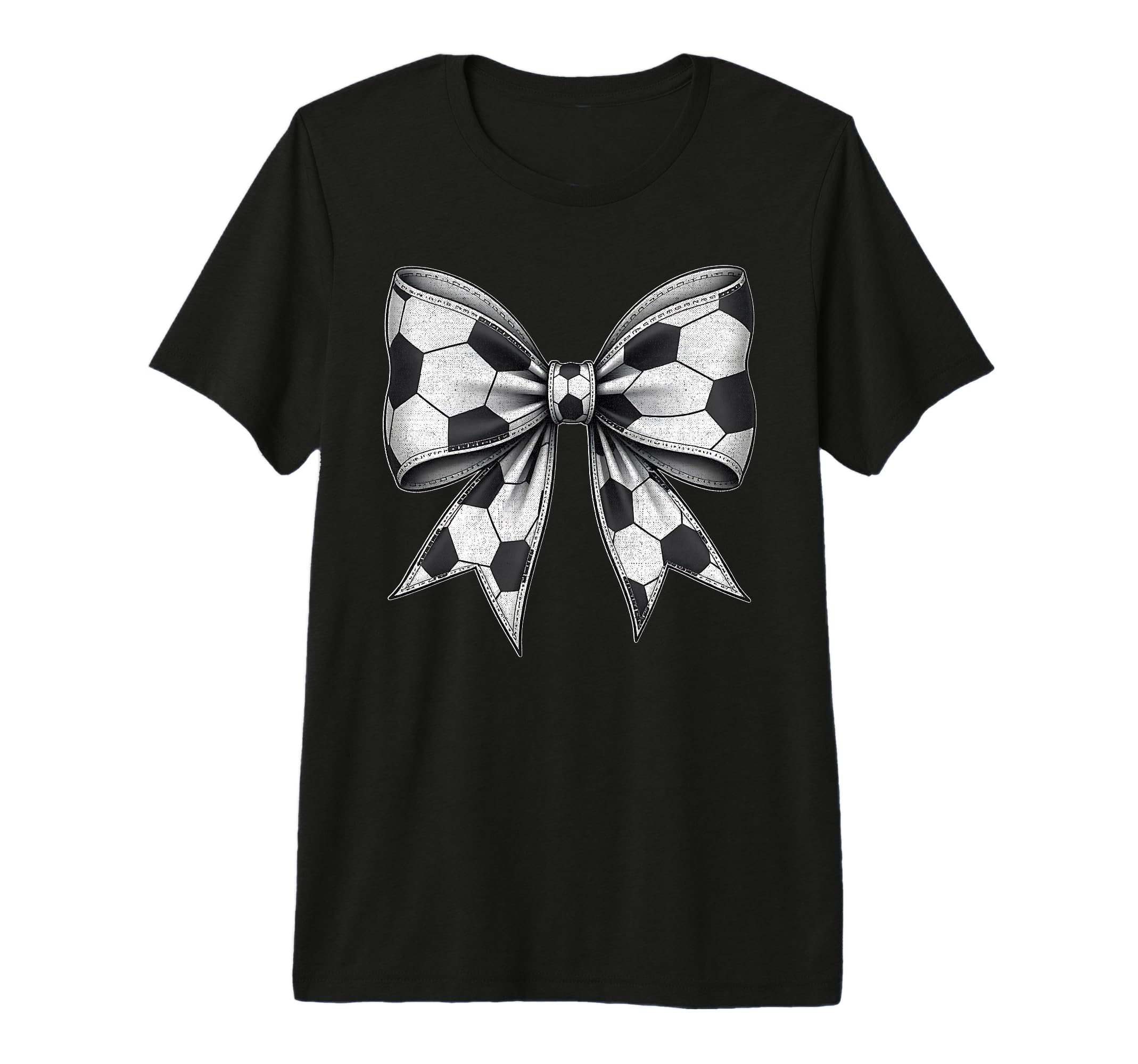 Soccer Ball Bow Mono Football Game Spirit T-Shirt - Graphic Print Unisex