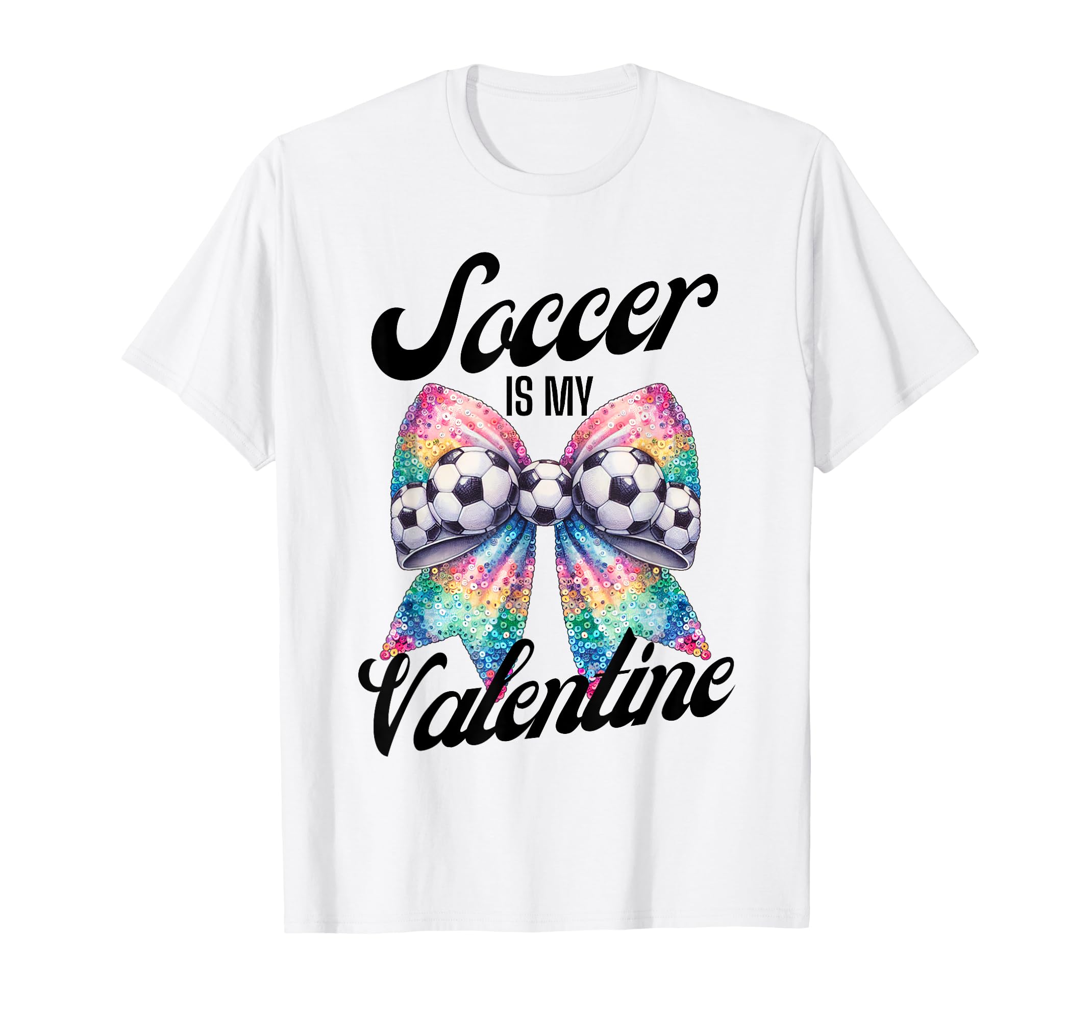 Soccer Is My Valentine Coquette Bow T-Shirt - Graphic Print Men Women