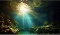 Fish Tank Background Under The Sea Aquarium Background Ocean Floor Sunray Rock Terrarium Backgrounds Coral Reef Aquatic Plants Underwater Cave Aquarium Wallpaper for Fish Tank Decorations 24x16in