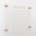 Personalized Clear Acrylic Calendar for Wall, Calendar Whiteboard for Wall, Dry Erase Wall Calendar, Wall Calendar Organizer System for Home (Cursive, Blush, 14"W x 11"H)