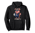Pig Team 7 Soccer Player Cartoon Fun Hoodie - Unique Graphic for Adults