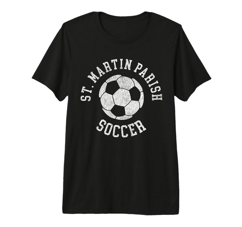 St Martin Parish Soccer Distressed T-Shirt - Casual Everyday Wear Unisex