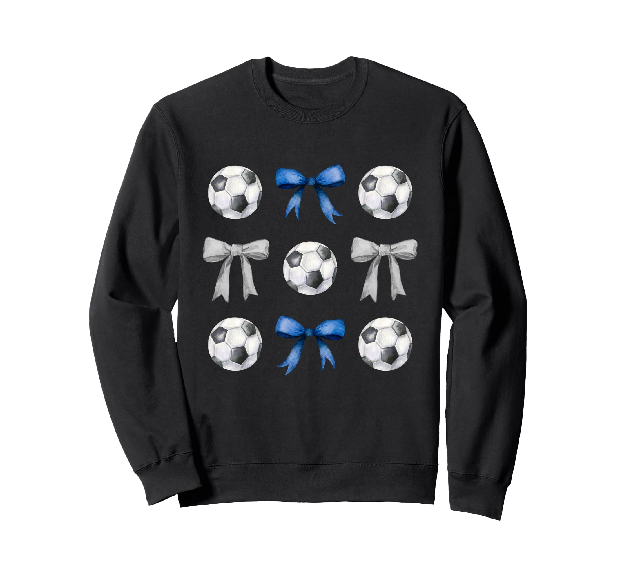 Soccer Balls Bows Soccer Player Blue Sweatshirt - Minimalist Print Unisex
