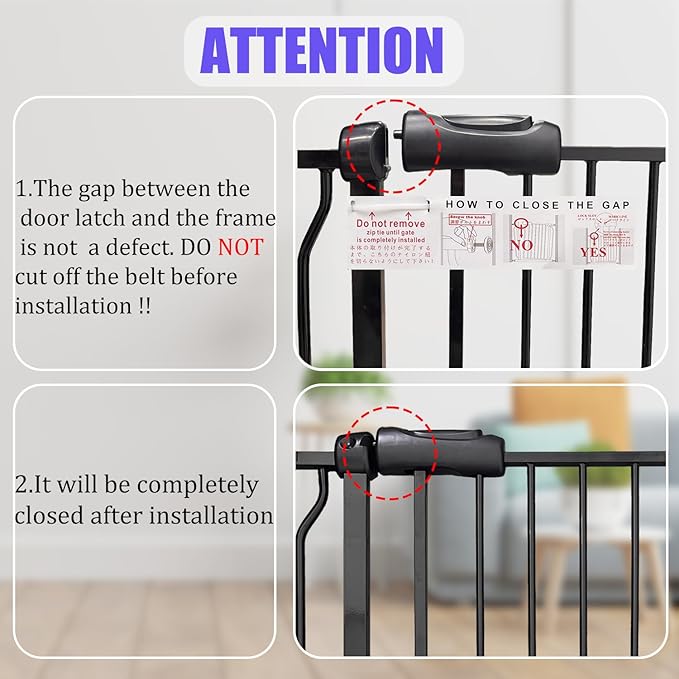 Wide Baby Gate 67-71.5 Inch Heavy Duty Steel Safety for Stairs, Pressure-Mounted Indoor Dog, No Drilling, Modern Home Design, Black