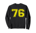 Number 76 Varsity Distressed Sweatshirt - Custom Art Print for Adults