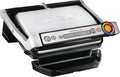 T-Fal OptiGrill Stainless Steel Electric Grill 4 Servings 6 Automatic Cooking Modes, Intelligent grilling rare to well-done 1800 Watts Nonstick Removable Plates, Dishwasher Safe, Indoor, Silver