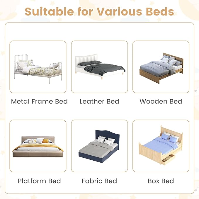 HONEY JOY Bed Rail for Toddlers, Extra Long, Foldable Portable Swing Down Safety Bed Guard Rail, Toddler Bed Rails for Crib, King Queen Full Twin Size Bed Mattress (Light Gray, 1 Pack, 71 Inch)