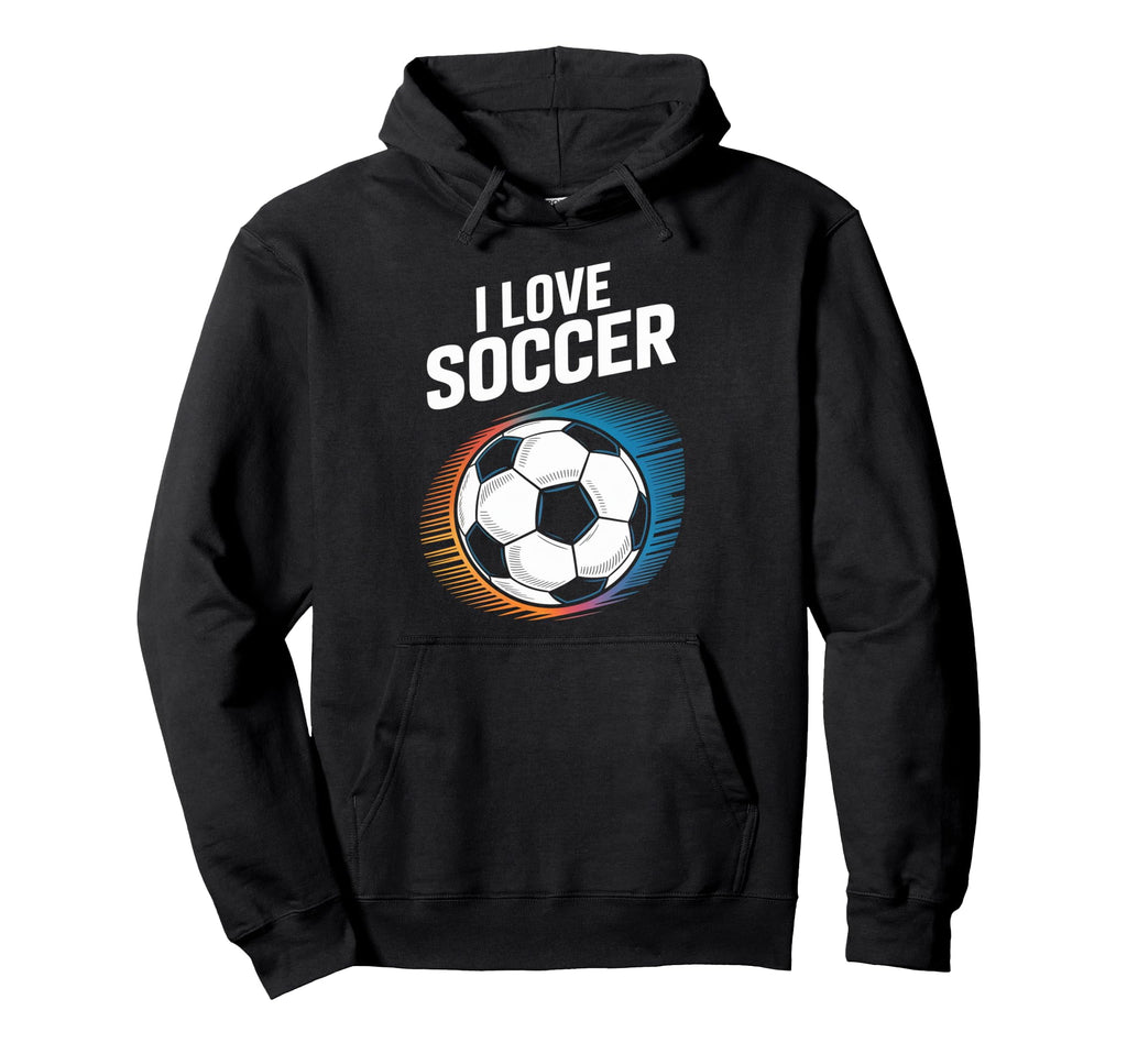 I Love Soccer Vibrant Football Passion Hoodie - Graphic Print Unisex