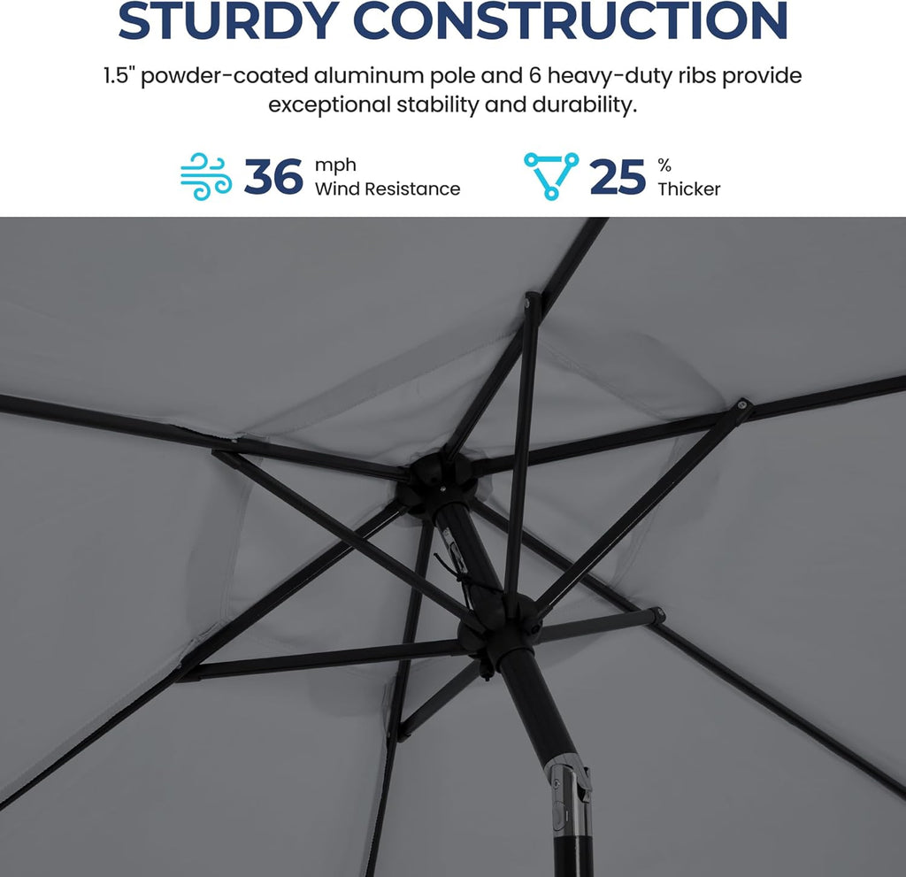 Aok Garden 7.5 ft Patio Umbrella Outdoor Market Umbrella Tilt Button and Crank 6 Ribs for Deck Lawn Pool& Backyard