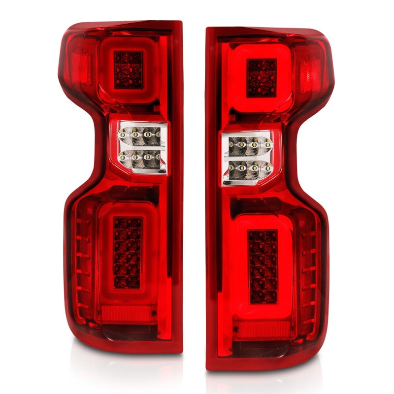 ANZO 19-21 Chevy Silverado Work Truck Full LED Tailights Chrome Housing Red Lens G2(w/C Light Bars) 311419